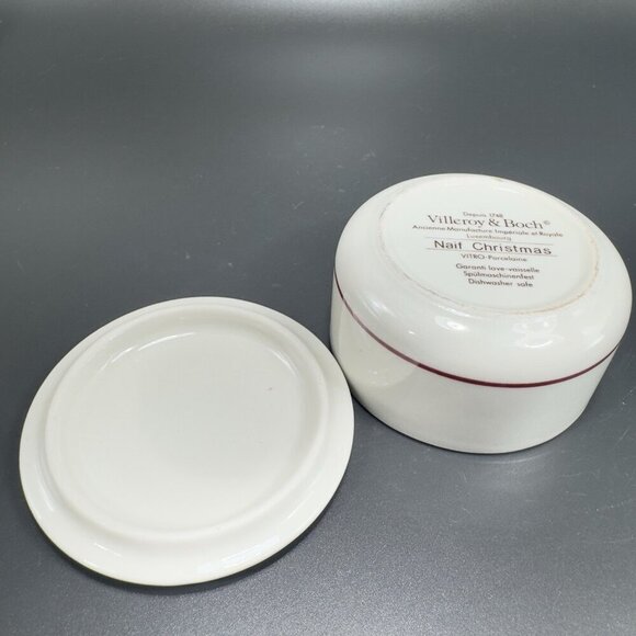 Villeroy & Boch Naif Christmas Round Trinket Box Jewelry Container Porcelain VTG - Picture 6 of 11